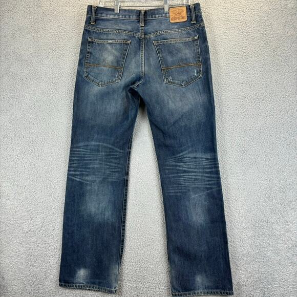 Aeropostale Jeans Mens 34x33 Blue Distressed Benton Original Bootcut (Tag 32x34) - Picture 5 of 11
